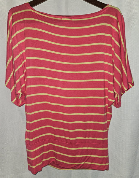 Small ZENANA OUTFITERS Pink & Yellow Stripped Top