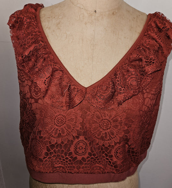 4X SHEIN Rust Color 2-Pc Lace Outfit