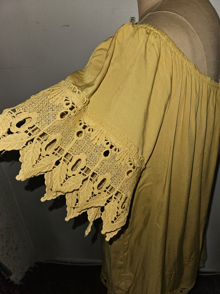 3X Brand New IRIS Yellow Dress w/ Lace Trim