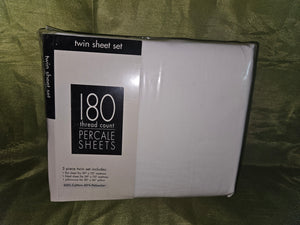 Brand New White 180 Thread Count White Percale Sheet Set