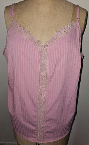 4X SHEIN CURVE Pink Adjustable Lace Trim Tank Top