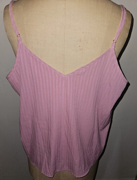 4X SHEIN CURVE Pink Adjustable Lace Trim Tank Top