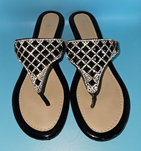 Size 7 NICOLE Black & Jeweled Sandals