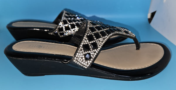 Size 7 NICOLE Black & Jeweled Sandals