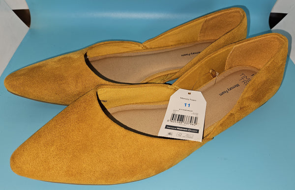 Size 11 Brand New TIME AND TRU Yellow Flat Shoes
