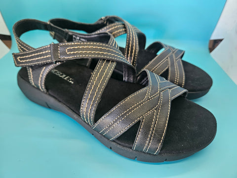 Size 7.5" Brand New AEROSOLES Black Velcro Sandals