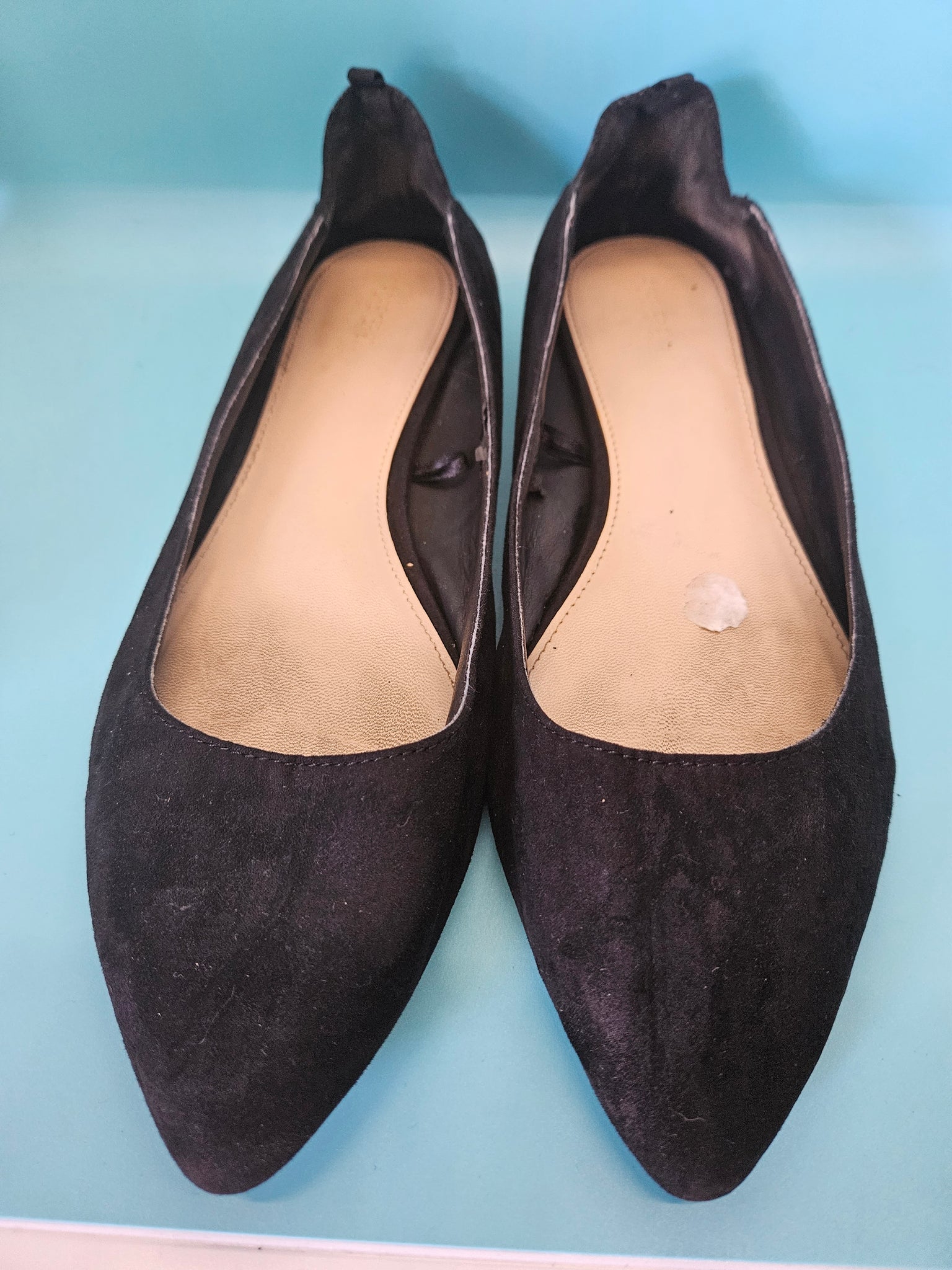 Size 9 FOREVER 21 Black Suede Pointed Toe Flat Shoes