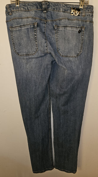 Size 6 DEMOCRACY Light Blue Ripped Jeans w/ Sequence
