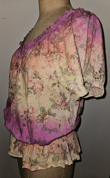 XL BANDOLINOBLU Pink, Yellow & Purple Multi Color Floral Blouse