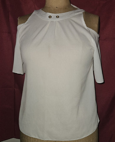 Medium UNBRANDED White Cold Shoulder Sleeveless Blouse