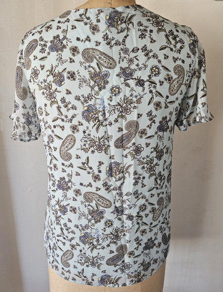 Large Brand New PLEIONE Light Blue Paisley Blouse