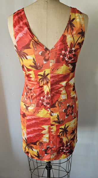 Large Juniors NO BOUNDARIES Orange & White Hawaiian Sundress