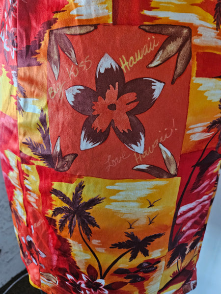 Large Juniors NO BOUNDARIES Orange & White Hawaiian Sundress