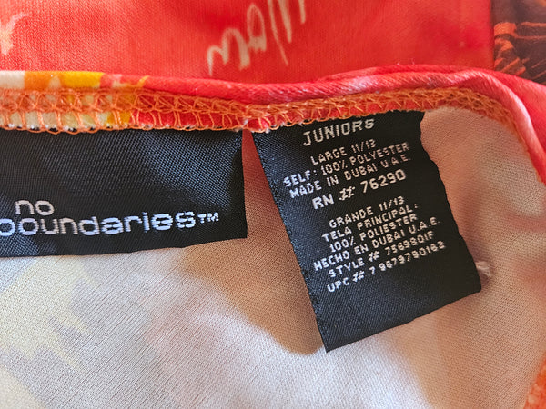 Large Juniors NO BOUNDARIES Orange & White Hawaiian Sundress