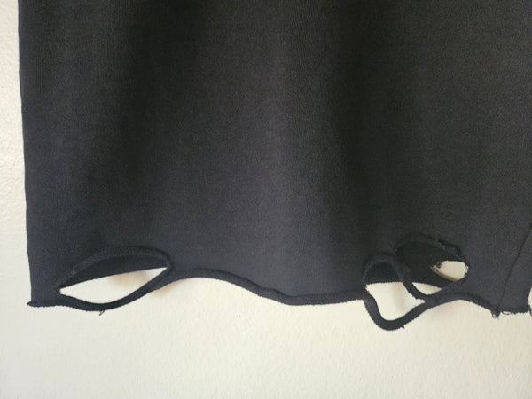 Medium NSF Women's Black Cotton Torn Rip Bottom Mini Skirt