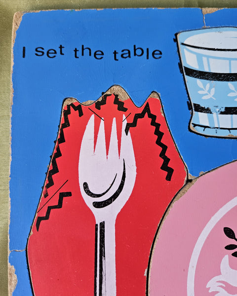 Vintage Playskool "I Set The Table" Wood Puzzle