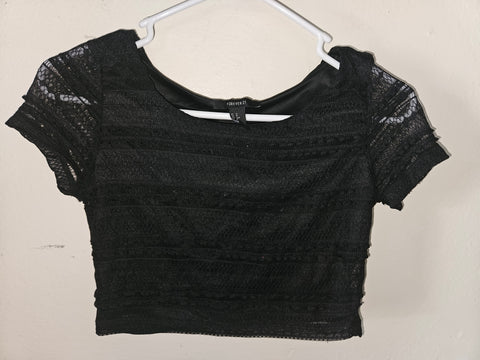 Small FOREVER 21 Black Lace Crop Top