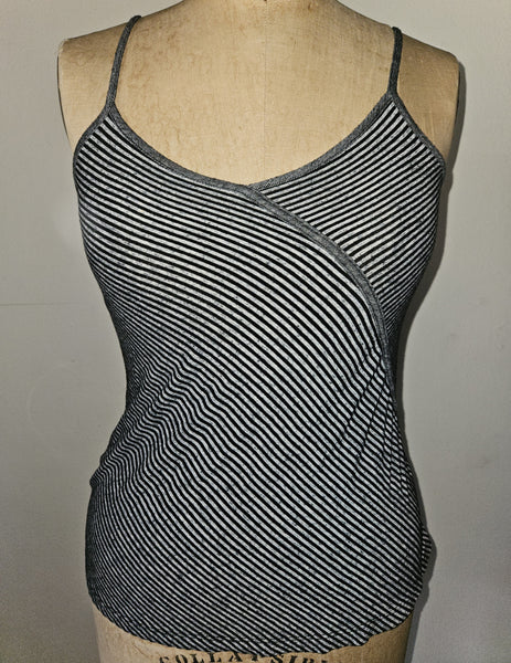 Small FINAL TOUCH Black & Gray Striped Tank Top