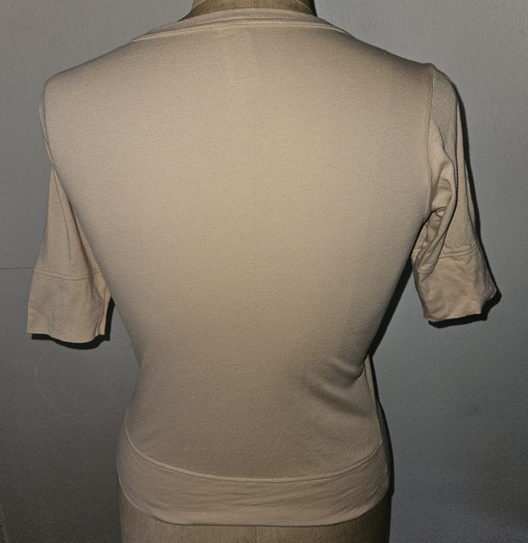 Small UNBRANDED Tiger Face Tan 3/4 Sleeve Shirt