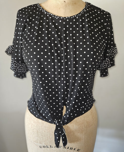 Medium Brand New CLOSETRIX Black & White Polkadot Blouse