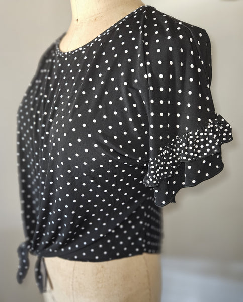 Medium Brand New CLOSETRIX Black & White Polka Dot Blouse