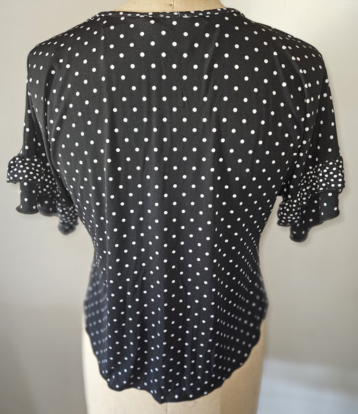 Medium Brand New CLOSETRIX Black & White Polka Dot Blouse