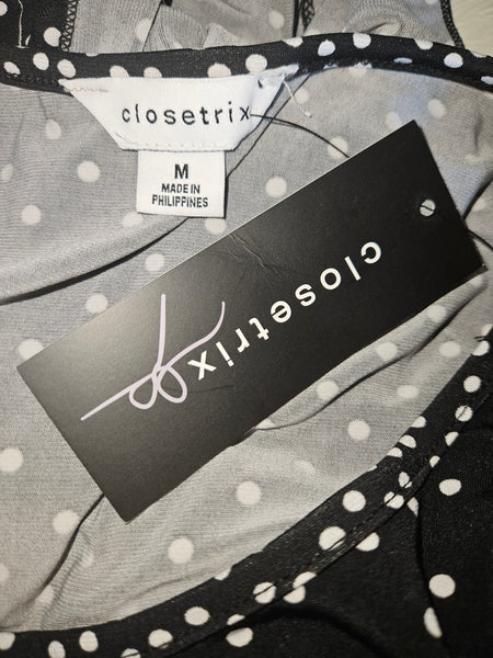 Medium Brand New CLOSETRIX Black & White Polka Dot Blouse