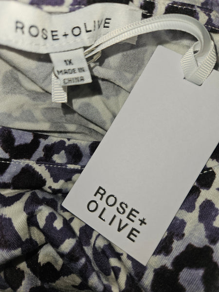 1X Brand New ROSE & OLIVE Animal Print Blouse