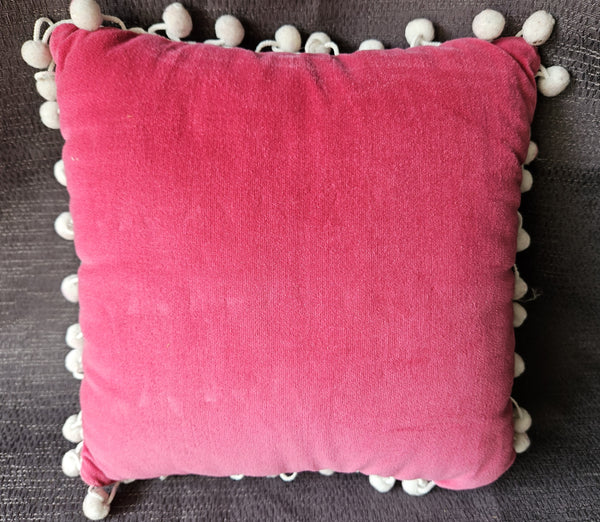 Pink Tooth Fairy Pillow w/ White Pom Pom Trim