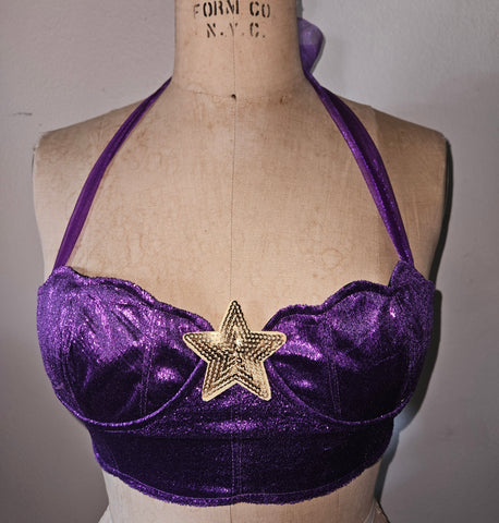 Large Purple Mermaid Costume Bra Top