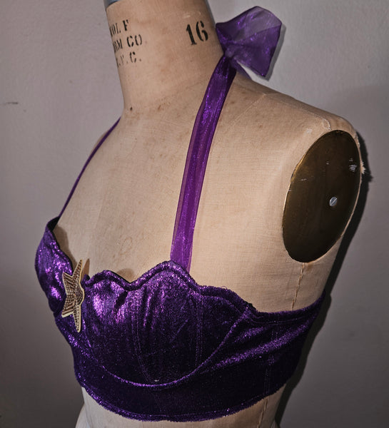 Large Purple Mermaid Costume Bra Top