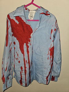 Boys Medium Blue Bloody Velcro Costume Shirt