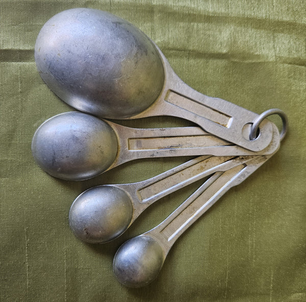 Set of 4 Vintage Aluminum Measuring Spoon Set