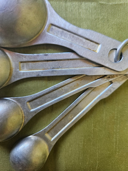 Set of 4 Vintage Aluminum Measuring Spoon Set