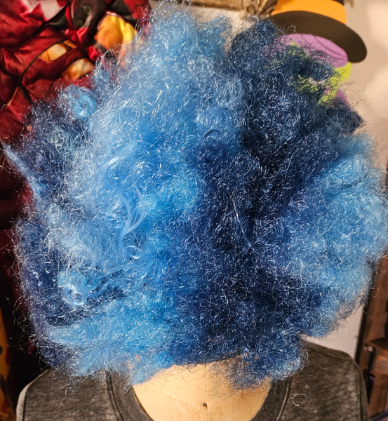 Brand New Two Tone Blue Wacky Wacky Short Wig Cap