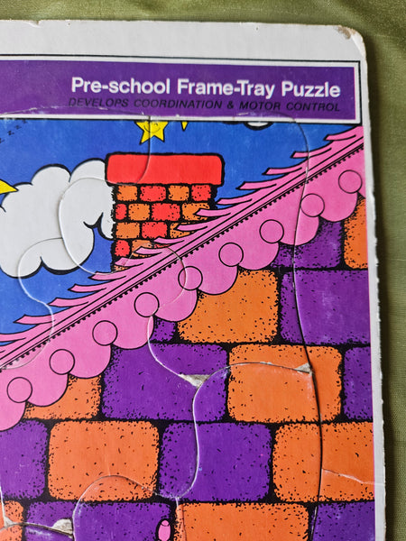 Rare 1972 Vintage WHITMAN "Good-Night" Pre-School Frame Tray Puzzle No 4548