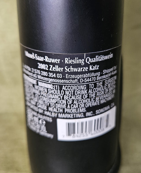 2002 Zeller Schwarze Katz Riesling Cat Bottle