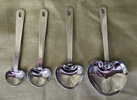 Set of Four Heart Measuring Spoons w/ Sayings