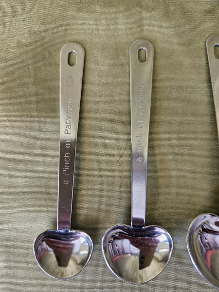 Set of Four Heart Measuring Spoons w/ Sayings