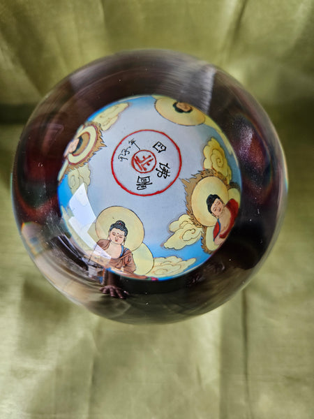 Chinese 6.5" Rotating Crystal Ball Globe Glass Display Decorative Collectible