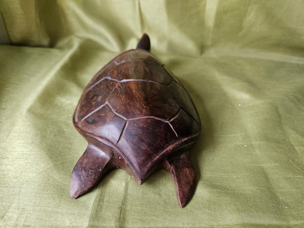Vintage Hand Carved Solid Iron Wood Turtle (READ DETAILS)