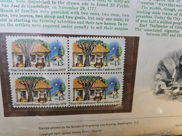 USPS American Commemoratives ~ First Civil Settlement, Alta California