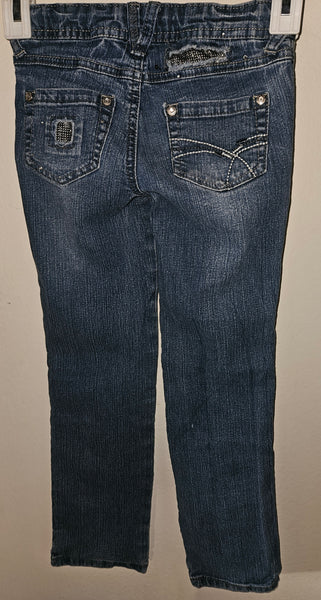 Kids Size 7 Slim I LOVE TAL GIRL Sequence Patch Jeans