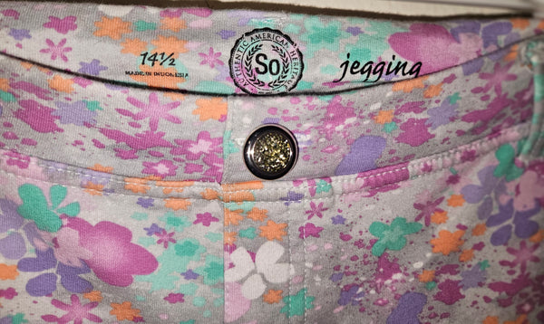 Size 14 1/2 SO Pastel Flowered Jeggings