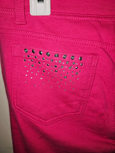 Kids Size 12 1/2 SO Pink Bedazzled Pocket Jeggings