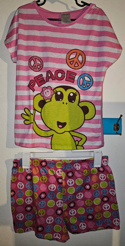 Kids Large 2-pc Monkey & Peace Sign Graphic Pajama Outfit