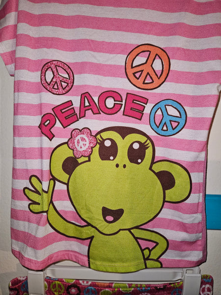 Large 2-pc Monkey & Peace Sign Graphic Pajama Outfit