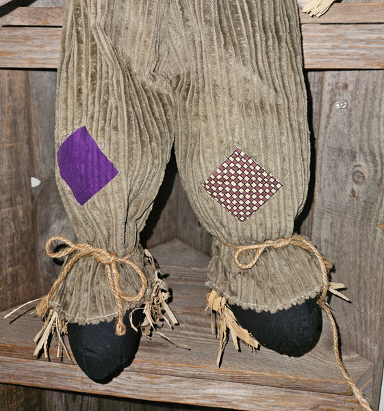 26" Cloth Scarecrow w/ Corduroy Overalls