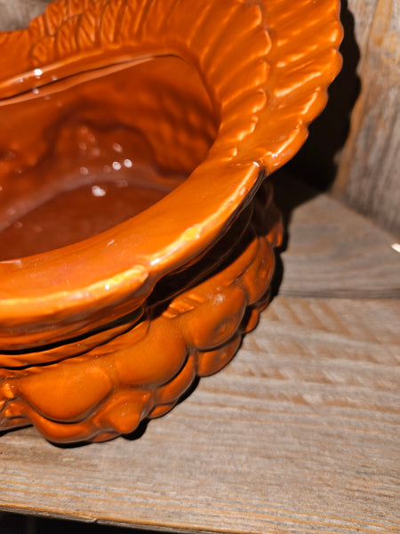 Brown Ceramic Turkey Planter / Candy Dish