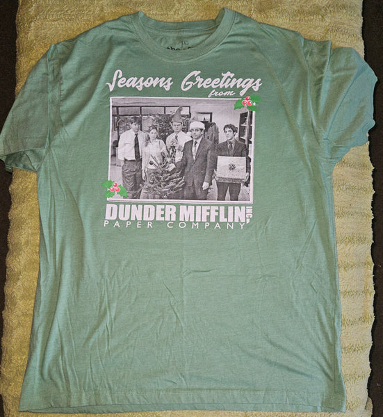 Men's Large Green "The Office" Seasons Greetings Shirt